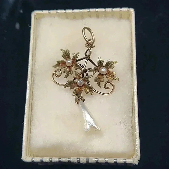 Stunning antique pendant tested as gold natural pearls - Picture 1 of 2